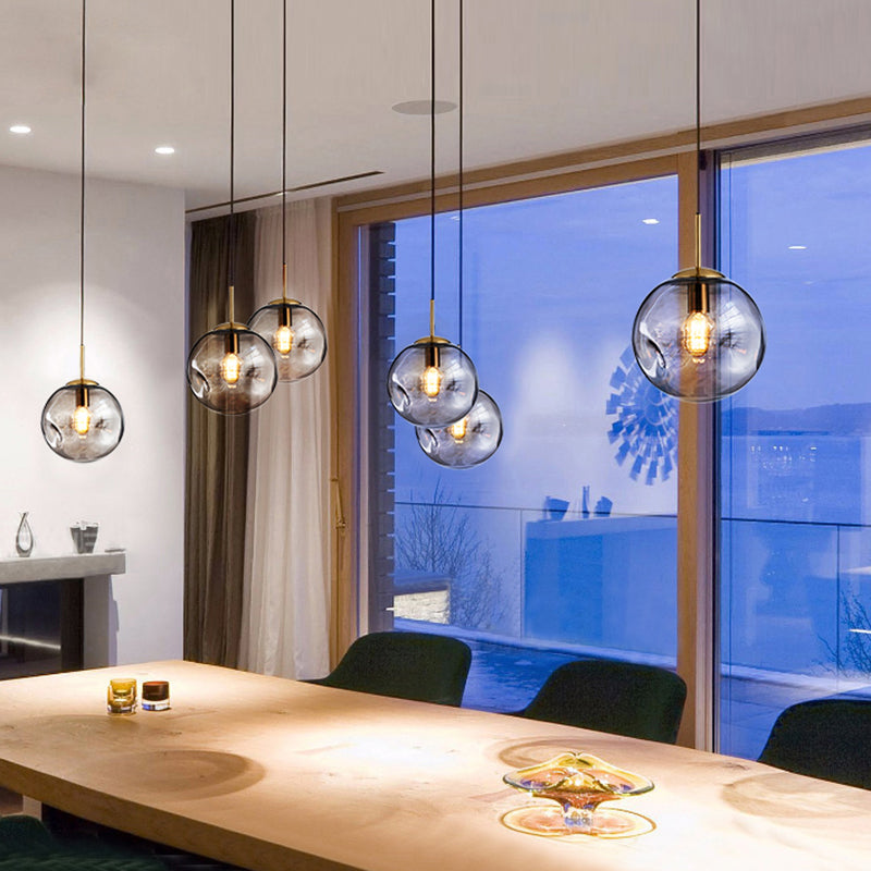 Irregular Glass Ball 1-Light Mini Pendant Light Modern Minimalist Hanging Lighting Fixture for Dining Room Kitchen Clearhalo 'Ceiling Lights' 'Modern Pendants' 'Modern' 'Pendant Lights' 'Pendants' Lighting' 2594209