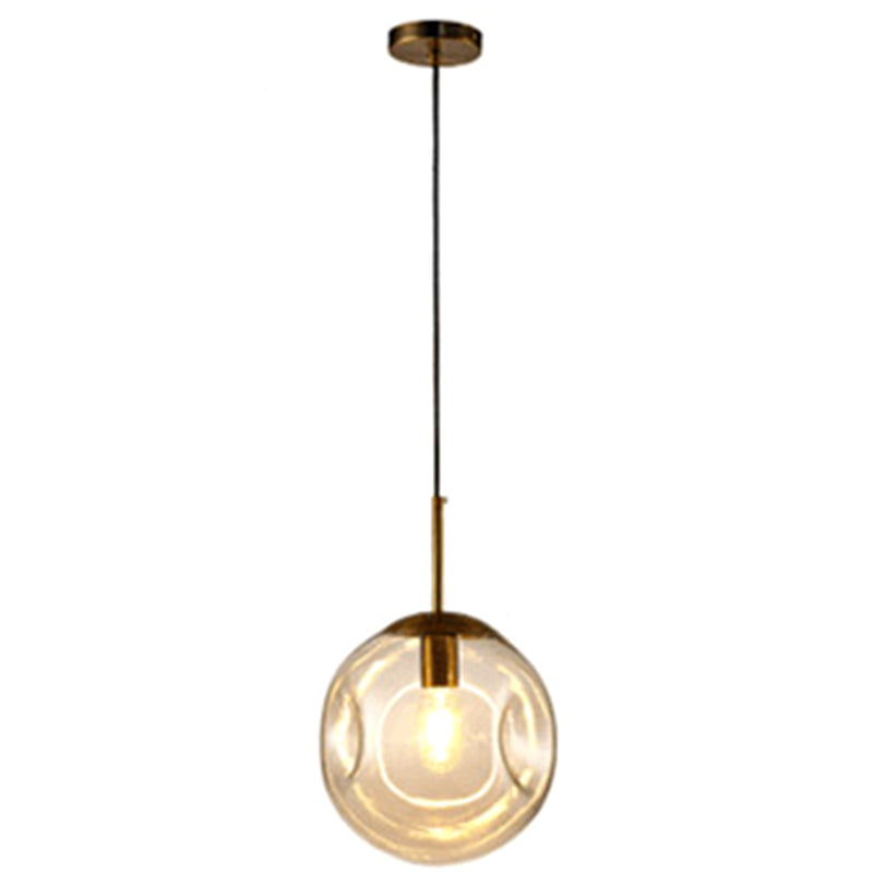 Irregular Glass Ball 1-Light Mini Pendant Light Modern Minimalist Hanging Lighting Fixture for Dining Room Kitchen Cognac 7" Clearhalo 'Ceiling Lights' 'Modern Pendants' 'Modern' 'Pendant Lights' 'Pendants' Lighting' 2594210