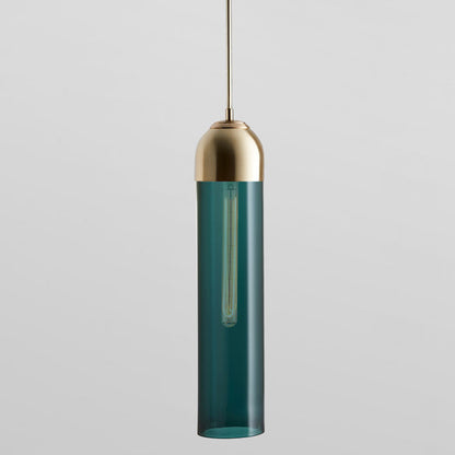 17.7" Height Minimalist Hanging Light Tube-shaped Glass 1 Light Bedside Mini Pendant Light with 47" Adjustable Cord Blue Clearhalo 'Ceiling Lights' 'Modern Pendants' 'Modern' 'Pendant Lights' 'Pendants' Lighting' 2594220