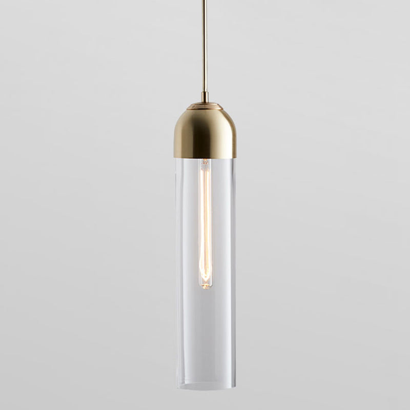 17.7" Height Minimalist Hanging Light Tube-shaped Glass 1 Light Bedside Mini Pendant Light with 47" Adjustable Cord Clear Clearhalo 'Ceiling Lights' 'Modern Pendants' 'Modern' 'Pendant Lights' 'Pendants' Lighting' 2594221
