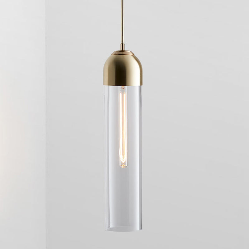 17.7" Height Minimalist Hanging Light Tube-shaped Glass 1 Light Bedside Mini Pendant Light with 47" Adjustable Cord Clearhalo 'Ceiling Lights' 'Modern Pendants' 'Modern' 'Pendant Lights' 'Pendants' Lighting' 2594224