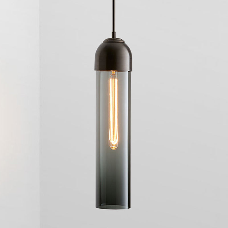 17.7" Height Minimalist Hanging Light Tube-shaped Glass 1 Light Bedside Mini Pendant Light with 47" Adjustable Cord Clearhalo 'Ceiling Lights' 'Modern Pendants' 'Modern' 'Pendant Lights' 'Pendants' Lighting' 2594226