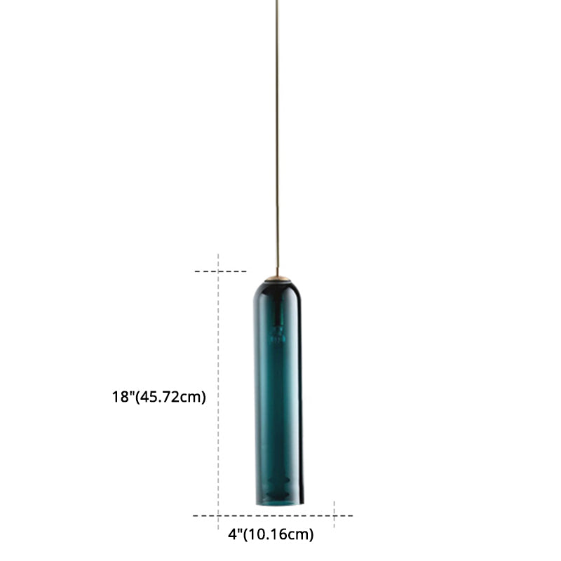 17.7" Height Minimalist Hanging Light Tube-shaped Glass 1 Light Bedside Mini Pendant Light with 47" Adjustable Cord Clearhalo 'Ceiling Lights' 'Modern Pendants' 'Modern' 'Pendant Lights' 'Pendants' Lighting' 2594228
