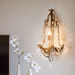 Beaded Sconce Light Fixture with Clear Crystal Decoration Vintage 3 Lights Wall Lighting Fixture in Antique Brass Clearhalo 'Wall Lamps & Sconces' 'Wall Lights' Lighting' 259423