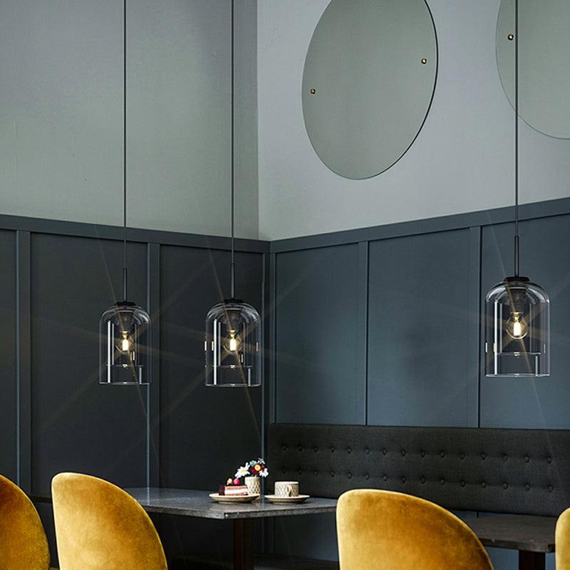 Double Glasses Shade Minimalist Hanging Light 1-light Modern Mini Pendant Light for Aisle Bedroom Clearhalo 'Ceiling Lights' 'Glass shade' 'Glass' 'Modern Pendants' 'Modern' 'Pendant Lights' 'Pendants' Lighting' 2594238