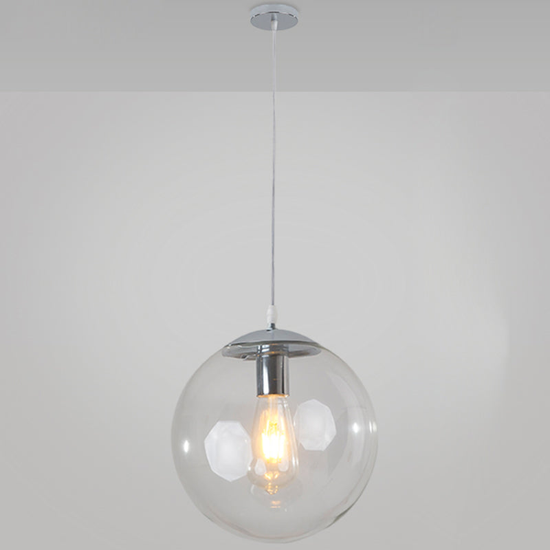 Modern Minimalist 1-Light Pendant Light Bubble Transparent Glass Ball Shade Hanging Light with 39" Hanging Wire Silver 16" Clearhalo 'Ceiling Lights' 'Modern Pendants' 'Modern' 'Pendant Lights' 'Pendants' Lighting' 2594243