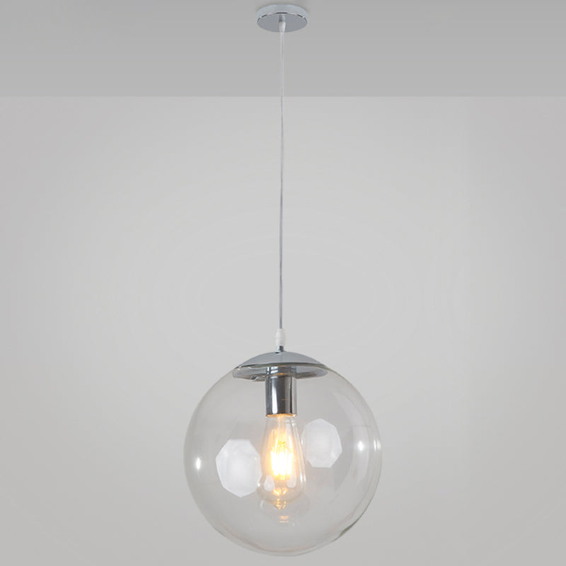 Modern Minimalist 1-Light Pendant Light Bubble Transparent Glass Ball Shade Hanging Light with 39" Hanging Wire Silver 14" Clearhalo 'Ceiling Lights' 'Modern Pendants' 'Modern' 'Pendant Lights' 'Pendants' Lighting' 2594245