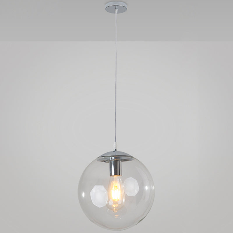 Modern Minimalist 1-Light Pendant Light Bubble Transparent Glass Ball Shade Hanging Light with 39" Hanging Wire Silver 12" Clearhalo 'Ceiling Lights' 'Modern Pendants' 'Modern' 'Pendant Lights' 'Pendants' Lighting' 2594246