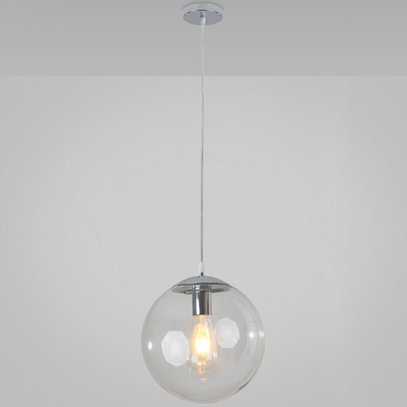Modern Minimalist 1-Light Pendant Light Bubble Transparent Glass Ball Shade Hanging Light with 39" Hanging Wire Silver 10" Clearhalo 'Ceiling Lights' 'Modern Pendants' 'Modern' 'Pendant Lights' 'Pendants' Lighting' 2594249
