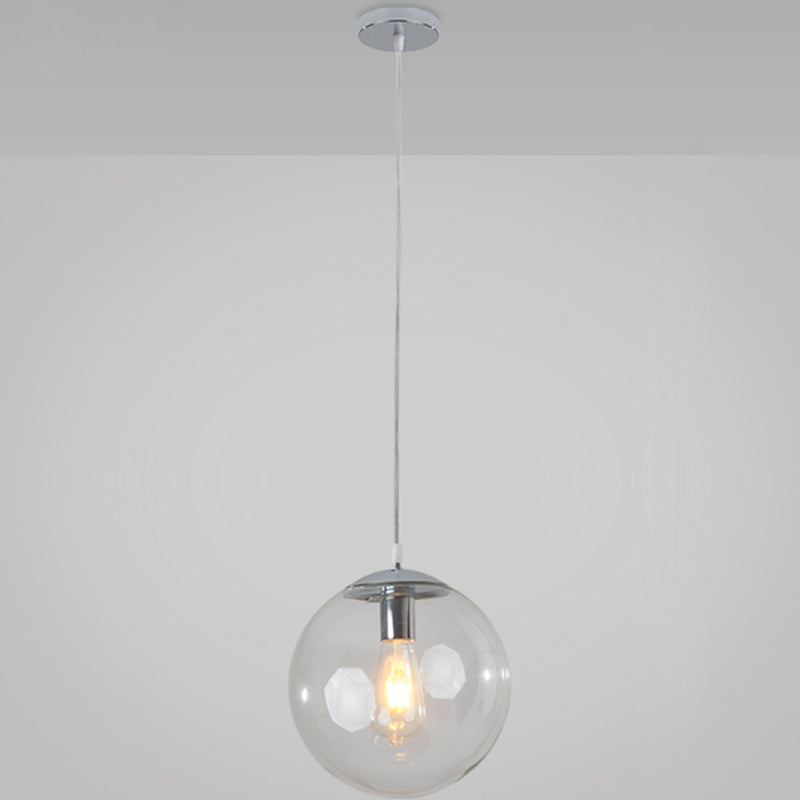 Modern Minimalist 1-Light Pendant Light Bubble Transparent Glass Ball Shade Hanging Light with 39" Hanging Wire Silver 8" Clearhalo 'Ceiling Lights' 'Modern Pendants' 'Modern' 'Pendant Lights' 'Pendants' Lighting' 2594250