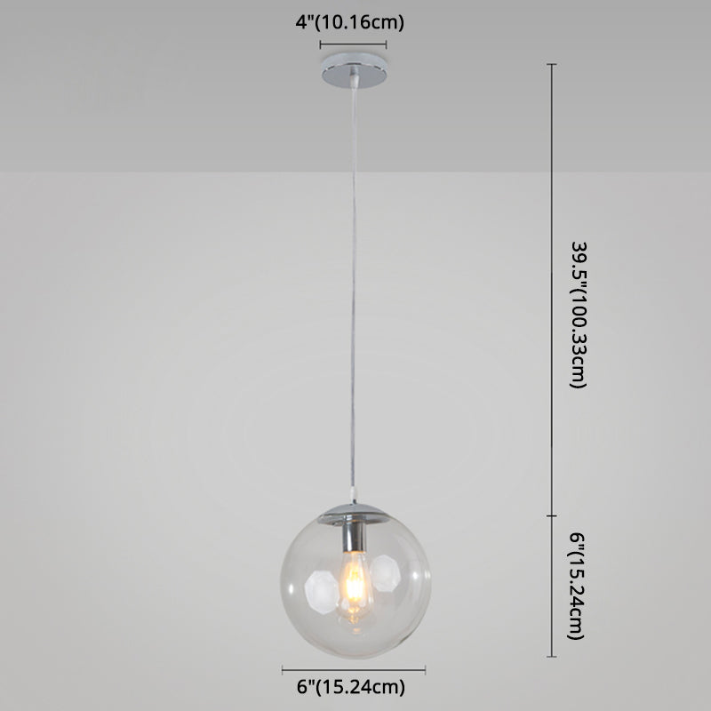 Modern Minimalist 1-Light Pendant Light Bubble Transparent Glass Ball Shade Hanging Light with 39" Hanging Wire Clearhalo 'Ceiling Lights' 'Modern Pendants' 'Modern' 'Pendant Lights' 'Pendants' Lighting' 2594252