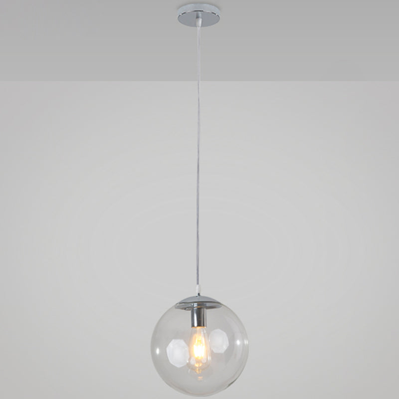 Modern Minimalist 1-Light Pendant Light Bubble Transparent Glass Ball Shade Hanging Light with 39" Hanging Wire Silver 6" Clearhalo 'Ceiling Lights' 'Modern Pendants' 'Modern' 'Pendant Lights' 'Pendants' Lighting' 2594253