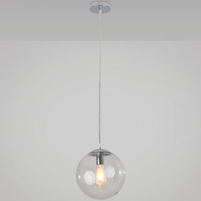 Modern Minimalist 1-Light Pendant Light Bubble Transparent Glass Ball Shade Hanging Light with 39" Hanging Wire Silver 6" Clearhalo 'Ceiling Lights' 'Modern Pendants' 'Modern' 'Pendant Lights' 'Pendants' Lighting' 2594253