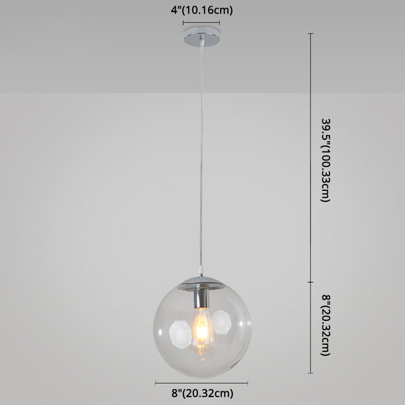 Modern Minimalist 1-Light Pendant Light Bubble Transparent Glass Ball Shade Hanging Light with 39" Hanging Wire Clearhalo 'Ceiling Lights' 'Modern Pendants' 'Modern' 'Pendant Lights' 'Pendants' Lighting' 2594257