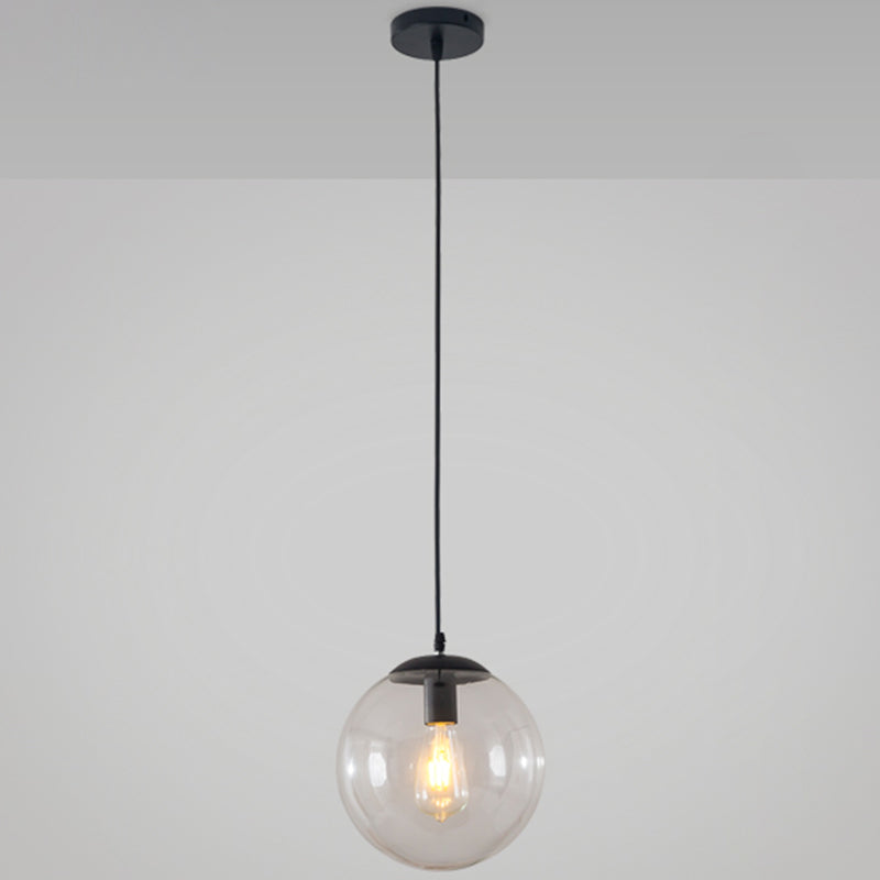 Modern Minimalist 1-Light Pendant Light Bubble Transparent Glass Ball Shade Hanging Light with 39" Hanging Wire Black 6" Clearhalo 'Ceiling Lights' 'Modern Pendants' 'Modern' 'Pendant Lights' 'Pendants' Lighting' 2594264