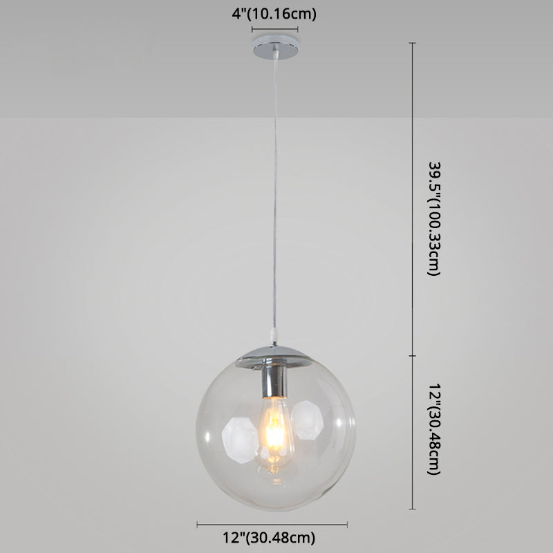 Modern Minimalist 1-Light Pendant Light Bubble Transparent Glass Ball Shade Hanging Light with 39" Hanging Wire Clearhalo 'Ceiling Lights' 'Modern Pendants' 'Modern' 'Pendant Lights' 'Pendants' Lighting' 2594265