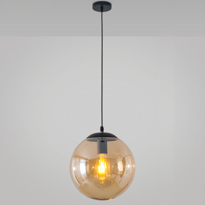 Modern Minimalist 1-Light Pendant Light Bubble Transparent Glass Ball Shade Hanging Light with 39" Hanging Wire Amber 12" Clearhalo 'Ceiling Lights' 'Modern Pendants' 'Modern' 'Pendant Lights' 'Pendants' Lighting' 2594266