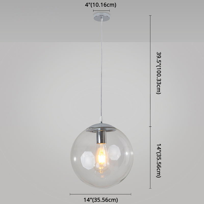 Modern Minimalist 1-Light Pendant Light Bubble Transparent Glass Ball Shade Hanging Light with 39" Hanging Wire Clearhalo 'Ceiling Lights' 'Modern Pendants' 'Modern' 'Pendant Lights' 'Pendants' Lighting' 2594267