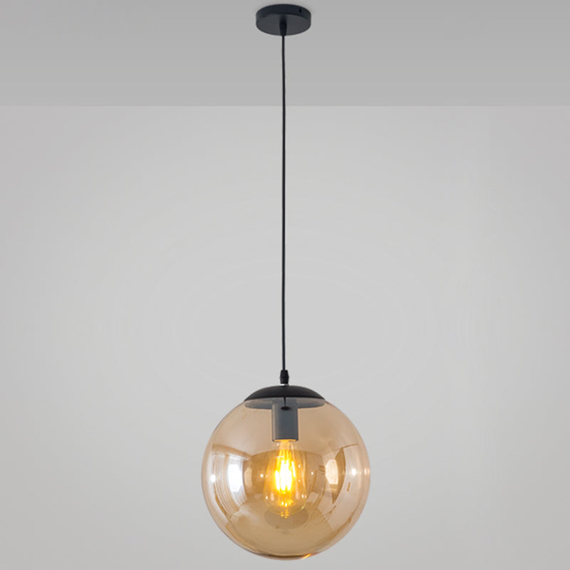 Modern Minimalist 1-Light Pendant Light Bubble Transparent Glass Ball Shade Hanging Light with 39" Hanging Wire Amber 10" Clearhalo 'Ceiling Lights' 'Modern Pendants' 'Modern' 'Pendant Lights' 'Pendants' Lighting' 2594269