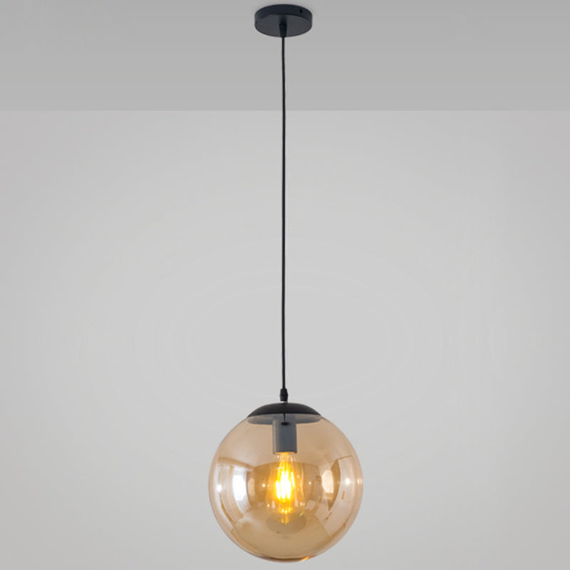 Modern Minimalist 1-Light Pendant Light Bubble Transparent Glass Ball Shade Hanging Light with 39" Hanging Wire Amber 8" Clearhalo 'Ceiling Lights' 'Modern Pendants' 'Modern' 'Pendant Lights' 'Pendants' Lighting' 2594271