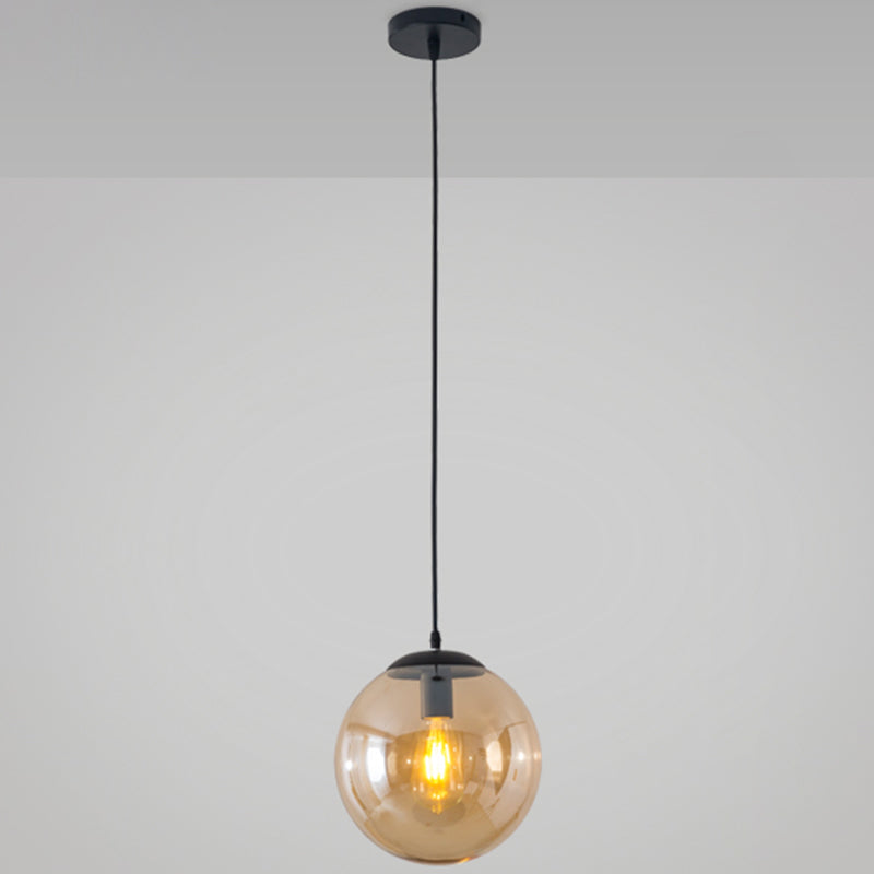 Modern Minimalist 1-Light Pendant Light Bubble Transparent Glass Ball Shade Hanging Light with 39" Hanging Wire Amber 6" Clearhalo 'Ceiling Lights' 'Modern Pendants' 'Modern' 'Pendant Lights' 'Pendants' Lighting' 2594272