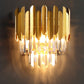 Faceted Crystal Wall Lamp with Sheet Metal Modern 3 Lights Flush Wall Sconce in Gold for Corridor Clearhalo 'Modern wall lights' 'Modern' 'Wall Lamps & Sconces' 'Wall Lights' Lighting' 259430