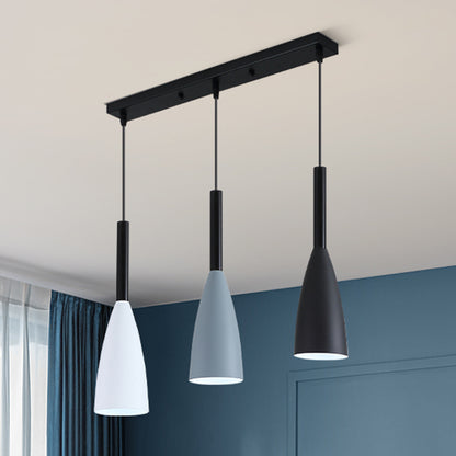 Macaroon Style Metal Goblet Shade Hanging Light 3 Lights Suspension Lamp for Dining Room Foyer Black Clearhalo 'Ceiling Lights' 'Modern Pendants' 'Modern' 'Pendant Lights' 'Pendants' Lighting' 2594321