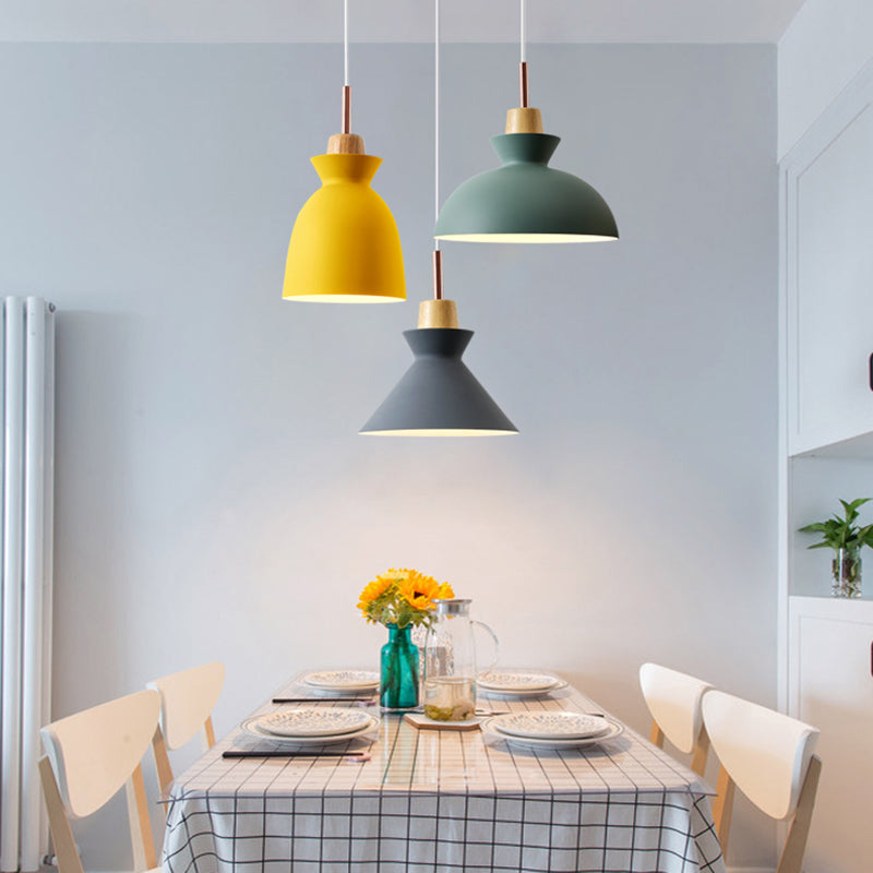 3-Light Macaroon Style Hanging Light Aluminum Shade Nordic Simplicity Pendant Light in Multi Color for Dining Room Bedroom Clearhalo 'Ceiling Lights' 'Modern Pendants' 'Modern' 'Pendant Lights' 'Pendants' Lighting' 2594334