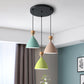 Macaroon 3-Light Cluster Pendant Green-Pink-Yellow Cone Metal Shade Hanging Light with 59" Adjustable Hanging Wire Clearhalo 'Ceiling Lights' 'Modern Pendants' 'Modern' 'Pendant Lights' 'Pendants' Lighting' 2594347