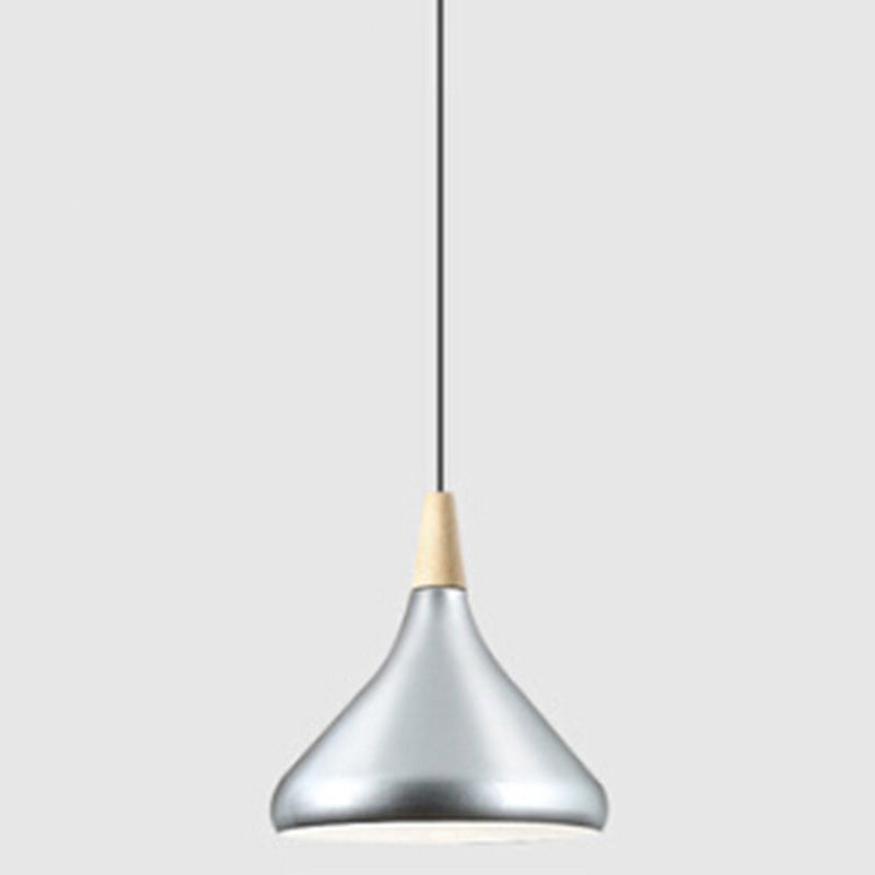 Multi Color Optional Simplicity Pendant Light Nordic Macaroon Aluminum Lampshade 1-Light Hanging Light for Kitchen Silver 10.5" Clearhalo 'Ceiling Lights' 'Modern Pendants' 'Modern' 'Pendant Lights' 'Pendants' Lighting' 2594375