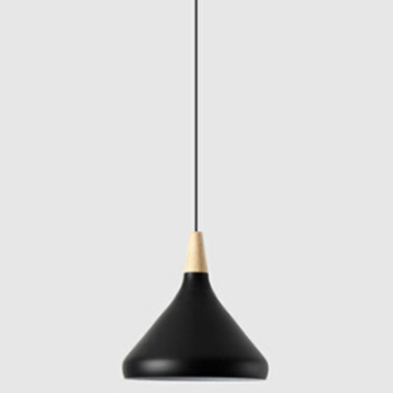 Multi Color Optional Simplicity Pendant Light Nordic Macaroon Aluminum Lampshade 1-Light Hanging Light for Kitchen Black 10.5" Clearhalo 'Ceiling Lights' 'Modern Pendants' 'Modern' 'Pendant Lights' 'Pendants' Lighting' 2594383