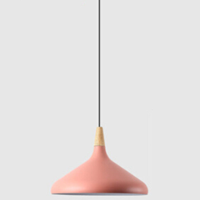 Multi Color Optional Simplicity Pendant Light Nordic Macaroon Aluminum Lampshade 1-Light Hanging Light for Kitchen Pink 16" Clearhalo 'Ceiling Lights' 'Modern Pendants' 'Modern' 'Pendant Lights' 'Pendants' Lighting' 2594392