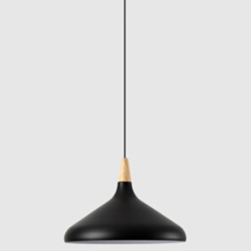 Multi Color Optional Simplicity Pendant Light Nordic Macaroon Aluminum Lampshade 1-Light Hanging Light for Kitchen Black 16" Clearhalo 'Ceiling Lights' 'Modern Pendants' 'Modern' 'Pendant Lights' 'Pendants' Lighting' 2594394
