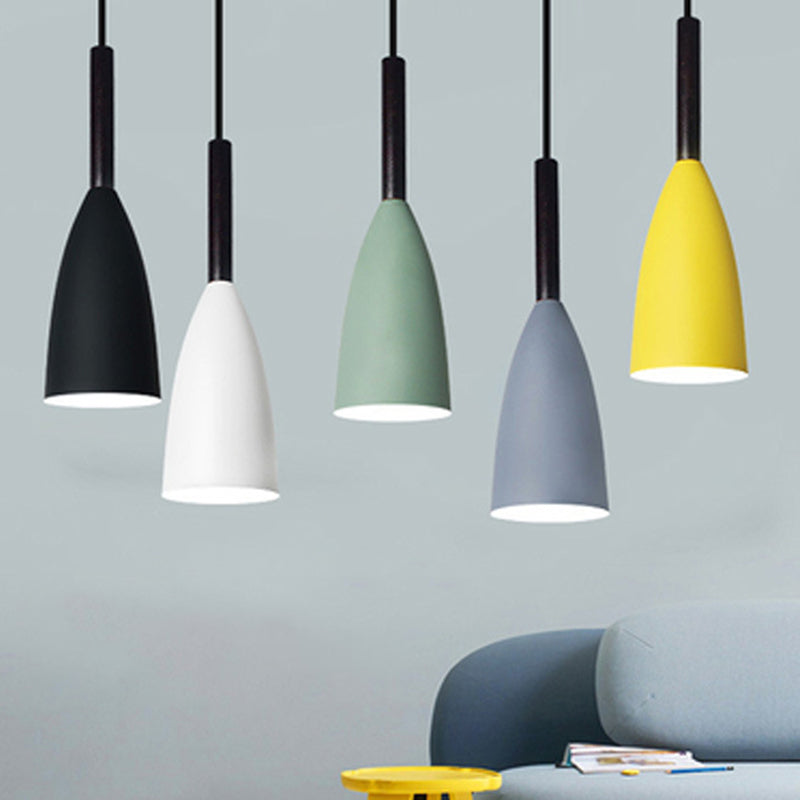 Goblet Shaped Down Lighting Pendant Lamp Macaroon Metal Single Light Hanging Light for Dining Room Clearhalo 'Ceiling Lights' 'Modern Pendants' 'Modern' 'Pendant Lights' 'Pendants' Lighting' 2594403