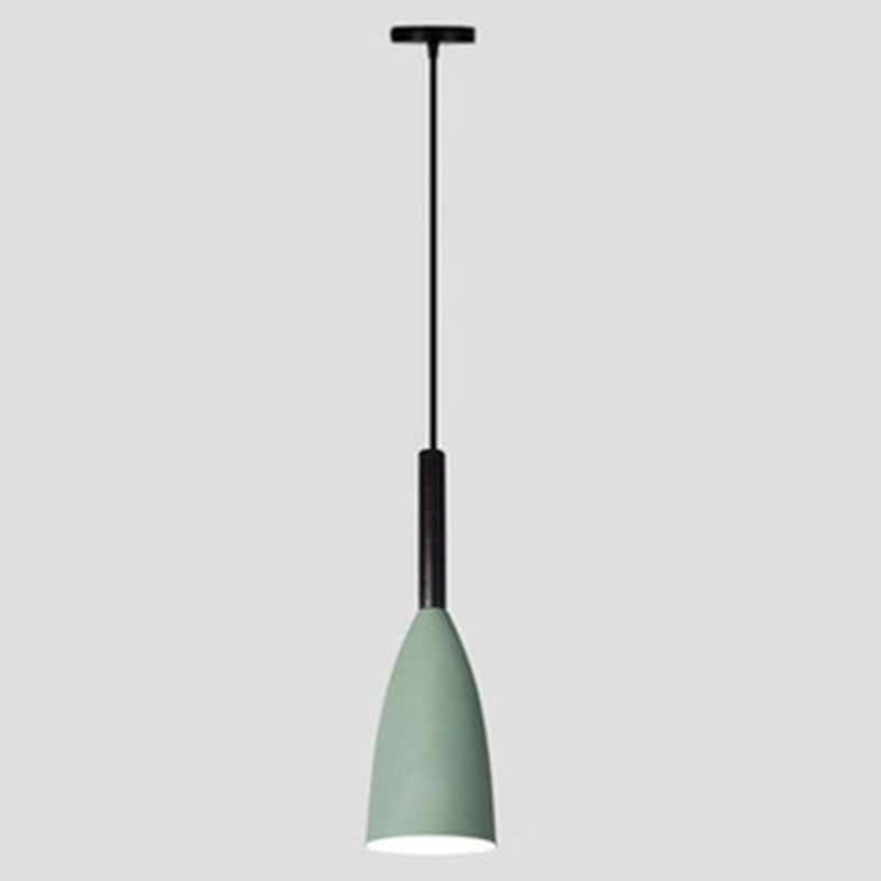 Goblet Shaped Down Lighting Pendant Lamp Macaroon Metal Single Light Hanging Light for Dining Room Green Clearhalo 'Ceiling Lights' 'Modern Pendants' 'Modern' 'Pendant Lights' 'Pendants' Lighting' 2594404