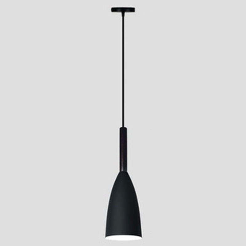 Goblet Shaped Down Lighting Pendant Lamp Macaroon Metal Single Light Hanging Light for Dining Room Black Clearhalo 'Ceiling Lights' 'Modern Pendants' 'Modern' 'Pendant Lights' 'Pendants' Lighting' 2594406