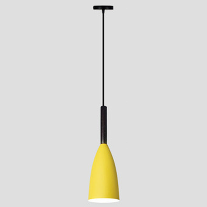 Goblet Shaped Down Lighting Pendant Lamp Macaroon Metal Single Light Hanging Light for Dining Room Yellow Clearhalo 'Ceiling Lights' 'Modern Pendants' 'Modern' 'Pendant Lights' 'Pendants' Lighting' 2594407