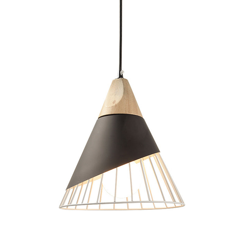 1 Light Macaroon Hanging Light Nordic Minimalist Solid Wood Bedroom Pendant Lamp with Iron Hollow Lampshade Clearhalo 'Ceiling Lights' 'Modern Pendants' 'Modern' 'Pendant Lights' 'Pendants' Lighting' 2594430