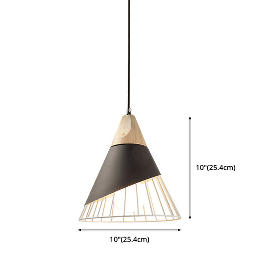1 Light Macaroon Hanging Light Nordic Minimalist Solid Wood Bedroom Pendant Lamp with Iron Hollow Lampshade Clearhalo 'Ceiling Lights' 'Modern Pendants' 'Modern' 'Pendant Lights' 'Pendants' Lighting' 2594431