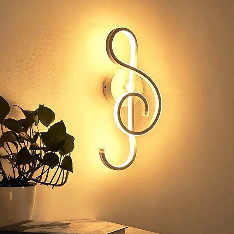 LED Wall Sconce Musical Note Shape Home Decoration Wall Mount Lighting for Bedroom Living Room White Musical Note Clearhalo 'Cast Iron' 'Glass' 'Industrial' 'Modern wall lights' 'Modern' 'Tiffany' 'Traditional wall lights' 'Wall Lamps & Sconces' 'Wall Lights' Lighting' 2594593