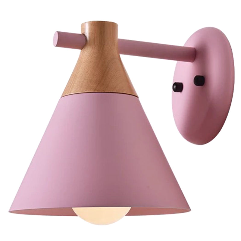 Macaroon Nordic Solid Wood Sconce Light Fixture Metal Wall Armed Sconce Lights Pink Clearhalo 'Cast Iron' 'Glass' 'Industrial' 'Modern wall lights' 'Modern' 'Tiffany' 'Traditional wall lights' 'Wall Lamps & Sconces' 'Wall Lights' Lighting' 2594633