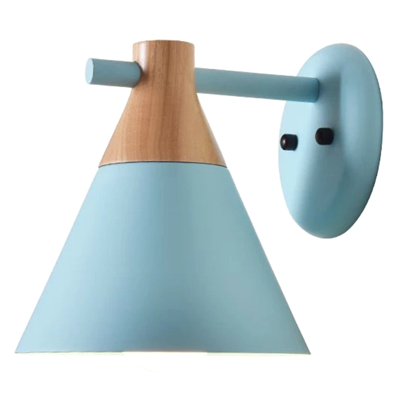Macaroon Nordic Solid Wood Sconce Light Fixture Metal Wall Armed Sconce Lights Blue Clearhalo 'Cast Iron' 'Glass' 'Industrial' 'Modern wall lights' 'Modern' 'Tiffany' 'Traditional wall lights' 'Wall Lamps & Sconces' 'Wall Lights' Lighting' 2594635