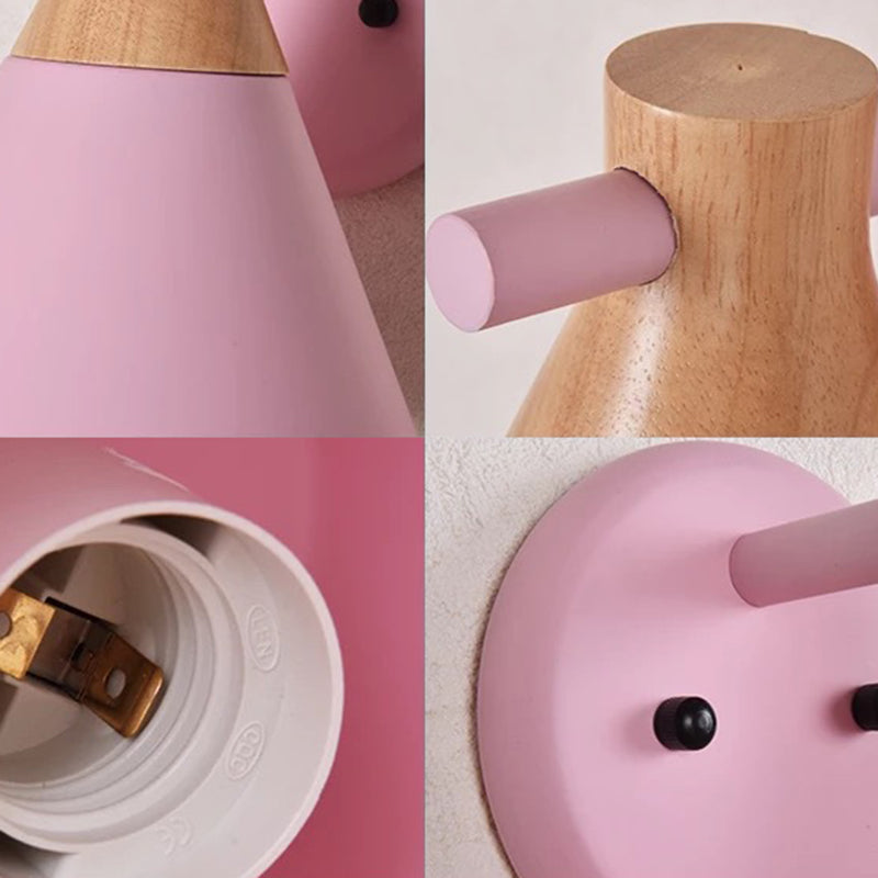 Macaroon Nordic Solid Wood Sconce Light Fixture Metal Wall Armed Sconce Lights Clearhalo 'Cast Iron' 'Glass' 'Industrial' 'Modern wall lights' 'Modern' 'Tiffany' 'Traditional wall lights' 'Wall Lamps & Sconces' 'Wall Lights' Lighting' 2594636