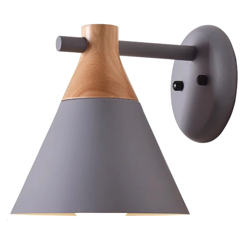 Macaroon Nordic Solid Wood Sconce Light Fixture Metal Wall Armed Sconce Lights Grey Clearhalo 'Cast Iron' 'Glass' 'Industrial' 'Modern wall lights' 'Modern' 'Tiffany' 'Traditional wall lights' 'Wall Lamps & Sconces' 'Wall Lights' Lighting' 2594639