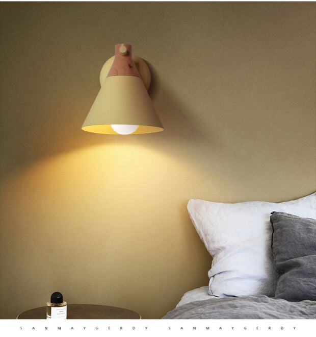 Macaroon Nordic Solid Wood Sconce Light Fixture Metal Wall Armed Sconce Lights Clearhalo 'Cast Iron' 'Glass' 'Industrial' 'Modern wall lights' 'Modern' 'Tiffany' 'Traditional wall lights' 'Wall Lamps & Sconces' 'Wall Lights' Lighting' 2594644