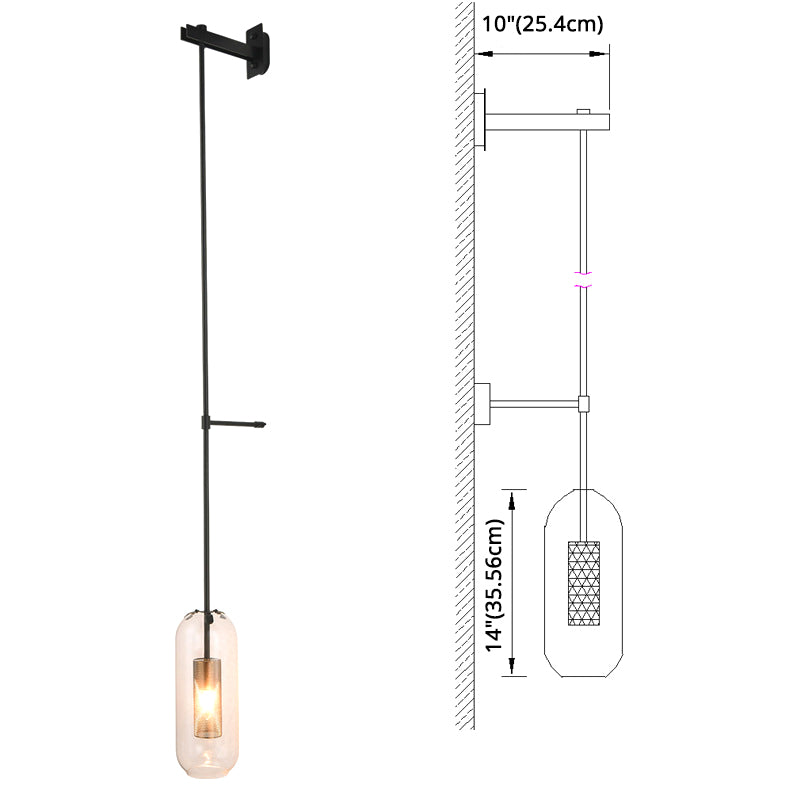 Vintage Style Brass Wall Lamp with Clear Glass 1 Light Cylinder Shape Sconce for Corridor Living Room Clearhalo 'Cast Iron' 'Glass' 'Industrial' 'Modern wall lights' 'Modern' 'Tiffany' 'Traditional wall lights' 'Wall Lamps & Sconces' 'Wall Lights' Lighting' 2594669