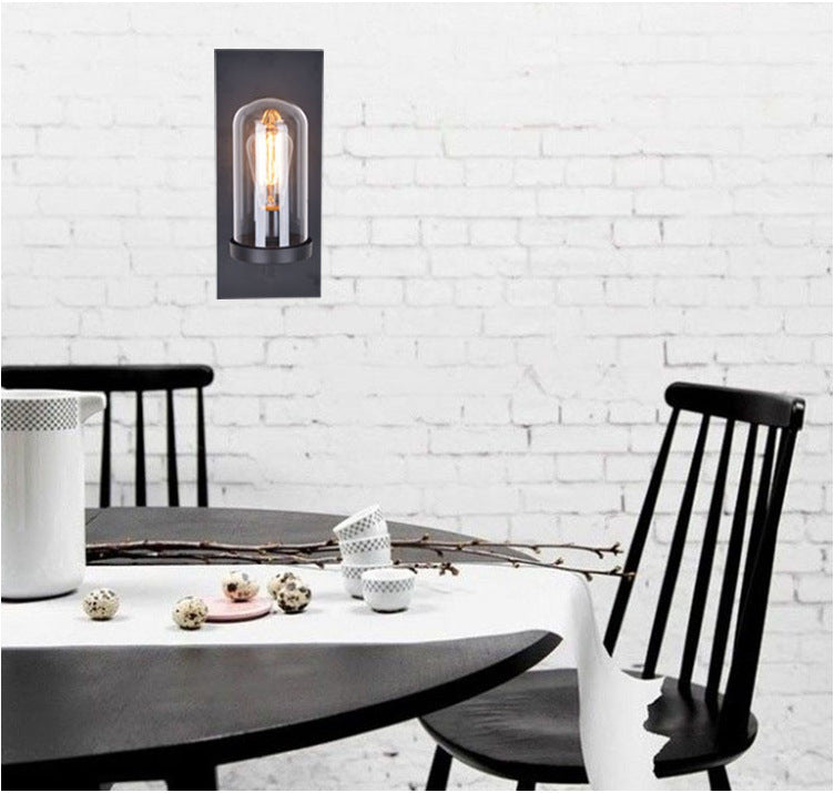 Industrial Metal Wall Mount Light 1 Head Bar Lamp with Glass Shade for Bedroom Living Room Clearhalo 'Art deco wall lights' 'Cast Iron' 'Glass' 'Industrial wall lights' 'Industrial' 'Middle century wall lights' 'Modern' 'Rustic wall lights' 'Tiffany' 'Traditional wall lights' 'Wall Lamps & Sconces' 'Wall Lights' Lighting' 2594688