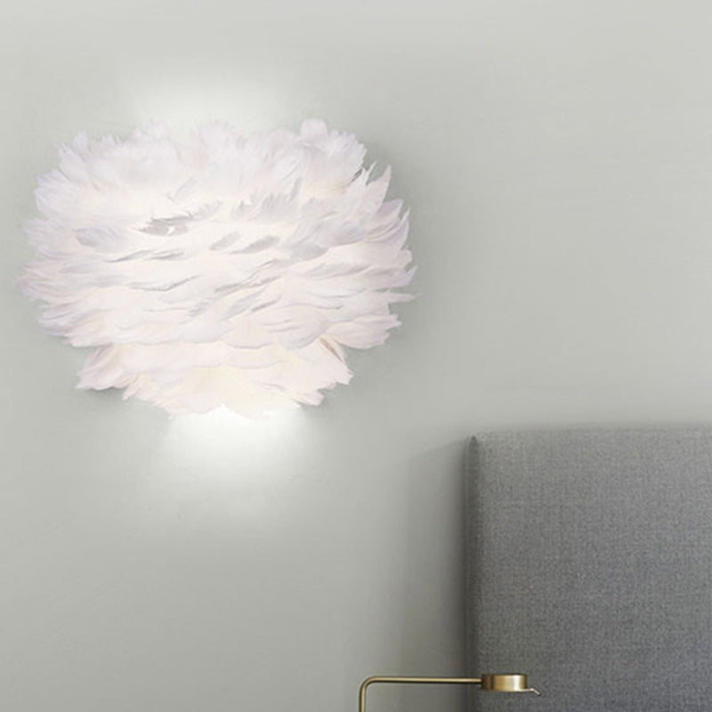 Home Decoration Wall Lamp Modern Ambient Lighting White Feather Sconce for Living Room Bedroom White Clearhalo 'Modern wall lights' 'Modern' 'Wall Lamps & Sconces' 'Wall Lights' Lighting' 2594776