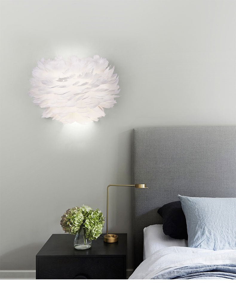 Home Decoration Wall Lamp Modern Ambient Lighting White Feather Sconce for Living Room Bedroom Clearhalo 'Modern wall lights' 'Modern' 'Wall Lamps & Sconces' 'Wall Lights' Lighting' 2594780