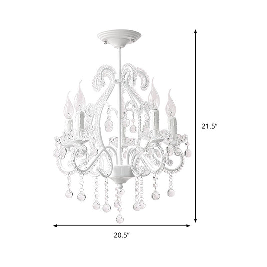 White Candle Chandelier Lighting Fixture with Crystal Decoration Modern 5 Heads Chandelier Lamp for Foyer Clearhalo 'Ceiling Lights' 'Chandeliers' Lighting' options 259564